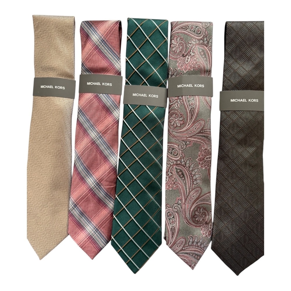 Michael Kors Necktie Lot of 5 Mens One Size Ties Various Colors and Patterns New